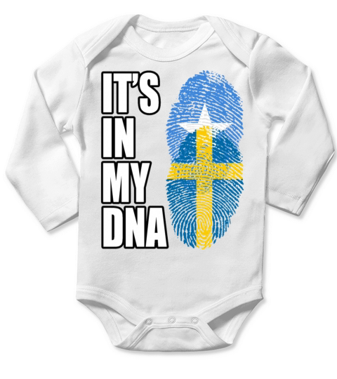 Somali And Swedish Vintage Heritage DNA Flag Long Sleeve Baby One-Piece