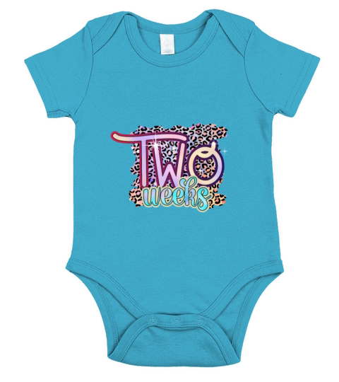 2 Two Weeks Funny Baby Birthday Gift Design Short Sleeve Baby One-Piece