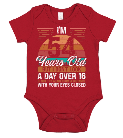 54 Birthday Day over 16 Vintage 54 Years Old Short Sleeve Baby One-Piece