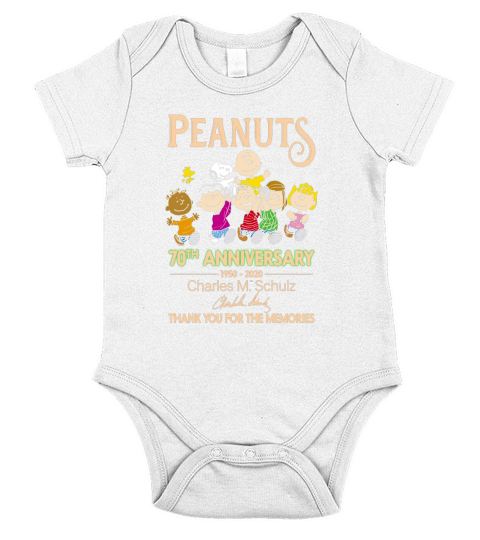 70th anniversary Peanuts Charles M Schulz thank you for memories shirt Short Sleeve Baby One-Piece