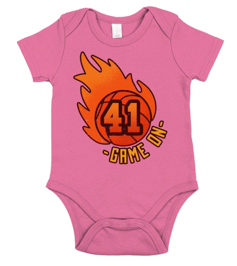 Athlete Ball Fire Game Sport Number 41 Basketball Short Sleeve Baby One-Piece