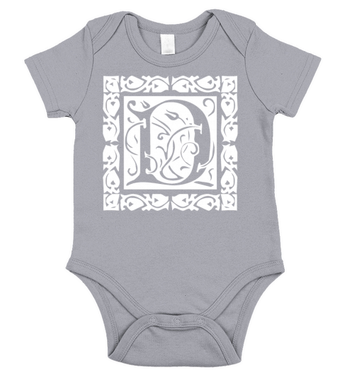 D Capital Letter Initial Monogram Alphabet Name Short Sleeve Baby One-Piece