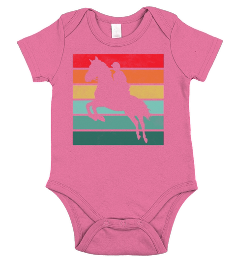 Girls Horse Riding Shirt Vintage Retro Short Sleeve Baby One-Piece