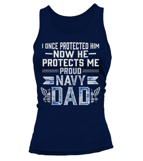 Proud Navy Dad Son Military Air Force Navy T Shirt Black Youth Tank top Woman