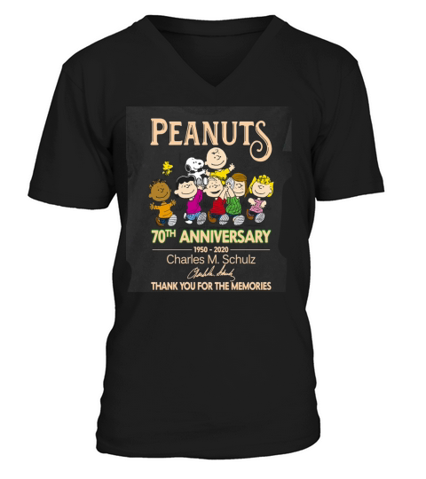 70th anniversary Peanuts Charles M Schulz thank you for memories shirt V-Neck T-shirt