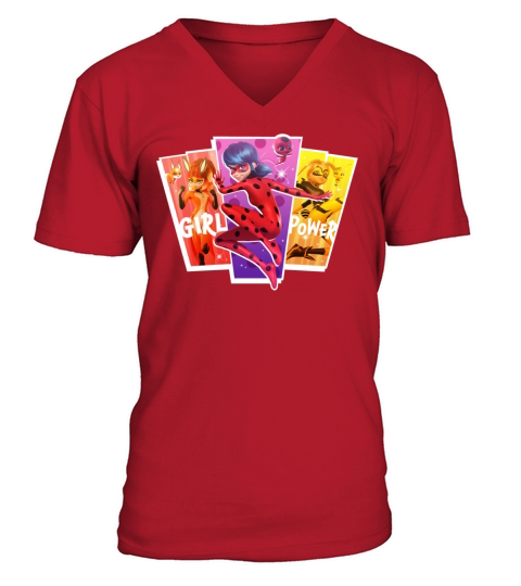 Miraculous Girl Power Ladybug Superheroes V-Neck T-shirt