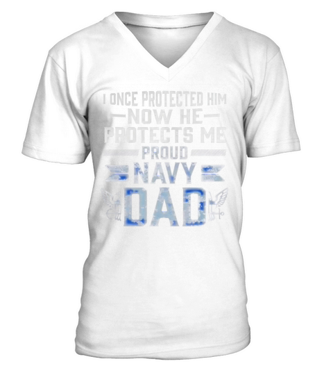 Proud Navy Dad Son Military Air Force Navy T Shirt Black Youth V-Neck T-shirt