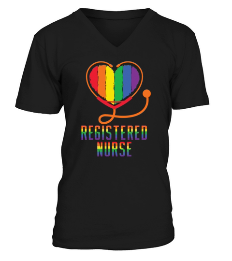 Registered Nurse Stethoscope Lesbian Gay V-Neck T-shirt