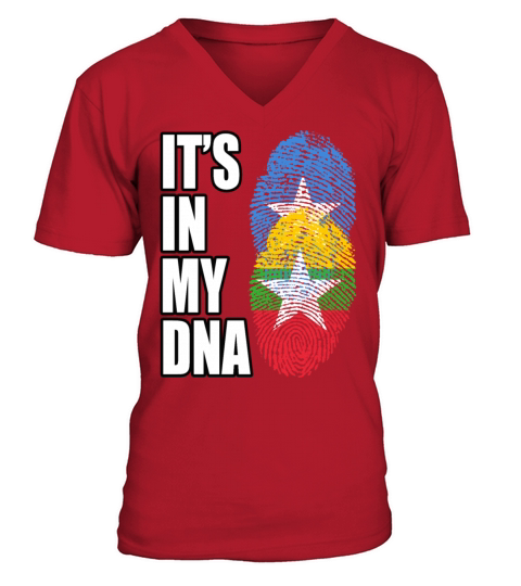 Somali And Burmese Vintage Heritage DNA Flag V-Neck T-shirt