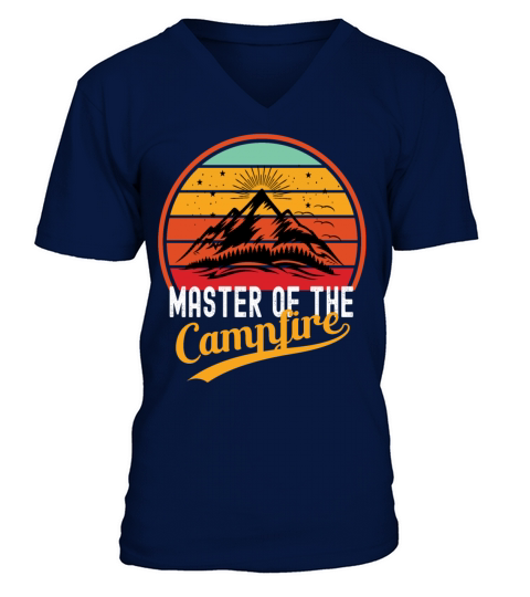 ster Of The Campfire Distressed Sunset Mountain Va V-Neck T-shirt