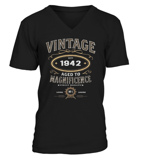 Vintage Aged To Magnificence 1942 75th Birthday Gift T-shirt Black Women B073NN8RX2 1 V-Neck T-shirt