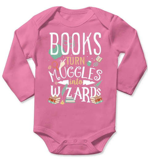 Books turn Muggles into Wizards Long Sleeve Baby One-Piece