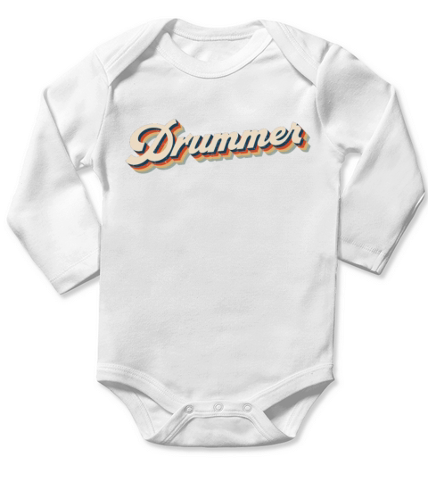 Drummer Drum Set Retro Vintage Long Sleeve Baby One-Piece