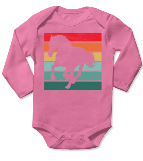 Girls Horse Riding Shirt Vintage Retro Long Sleeve Baby One-Piece