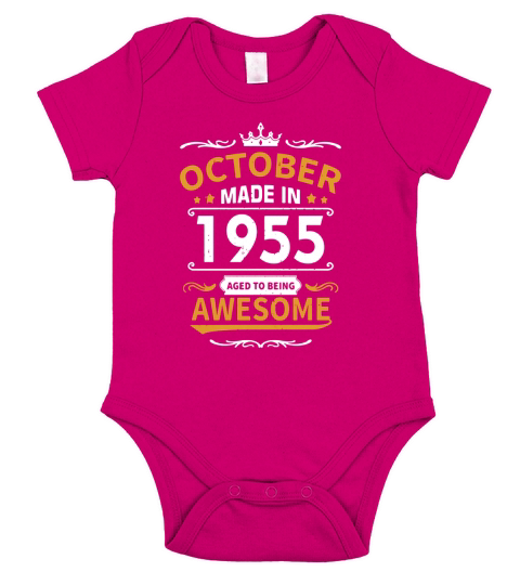 Made In October 1955  65th Birthday Gift Short Sleeve Baby One-Piece