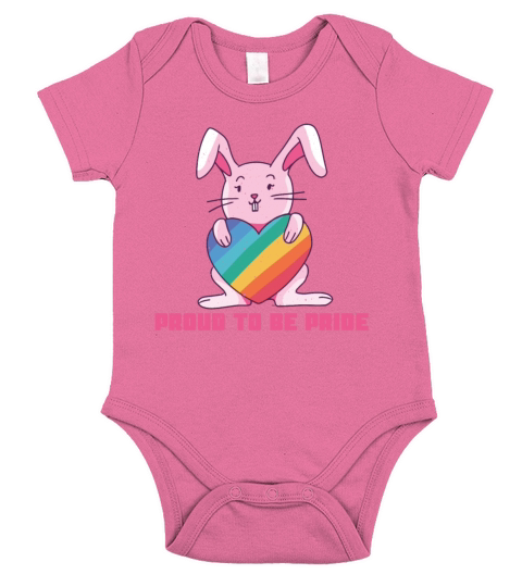Proud Rainbow Rabbit Cute Gay Pride LGBT Pride Short Sleeve Baby One-Piece