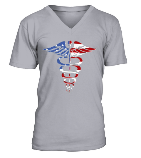 American Caduceus Nurse V-Neck T-shirt