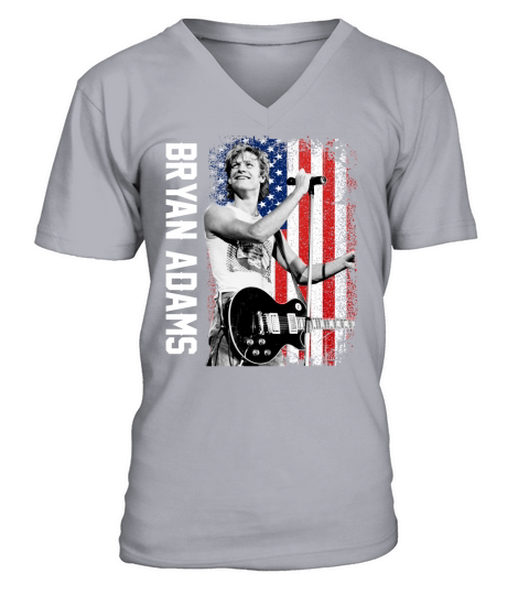Discover Cool Bryan Adams American Flag V-Neck T-shirt