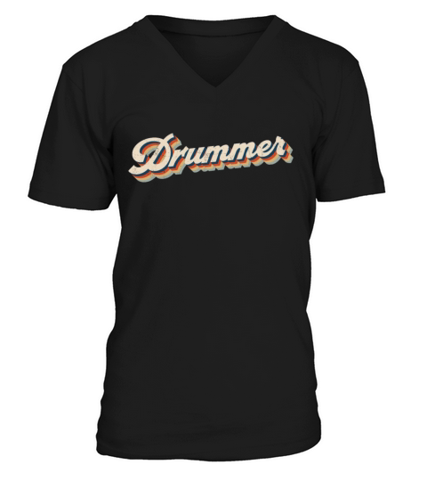 Drummer Drum Set Retro Vintage V-Neck T-shirt