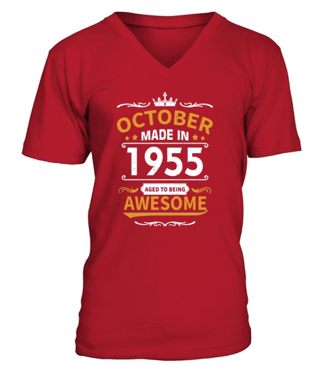 Made In October 1955  65th Birthday Gift V-Neck T-shirt
