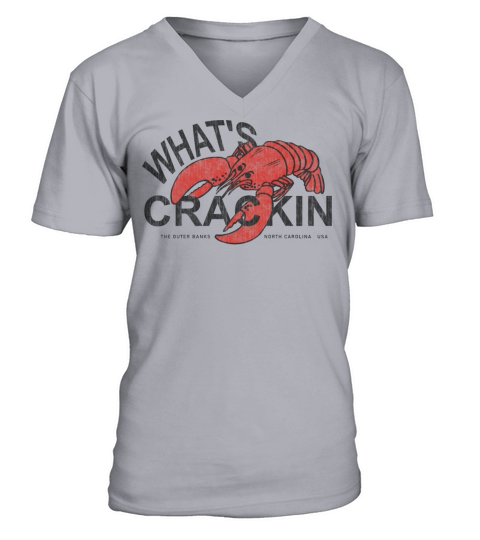 Whats Crackin Lobster The Outer Banks NC Vintage V-Neck T-shirt