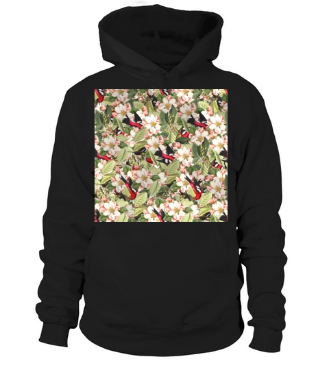 Artistic colorful bright floral and birds pattern Hoodie Unisex