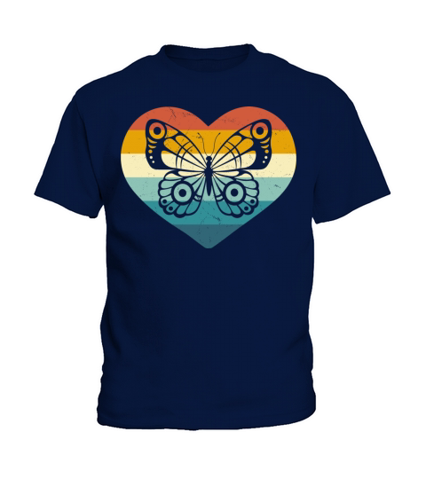 Beautiful Butterfly Heart Retro Kids T-Shirt