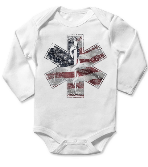 4th Of July Paramedic Ems Emt Usa American Flag Tee Shirt Long Sleeve Baby One-Piece