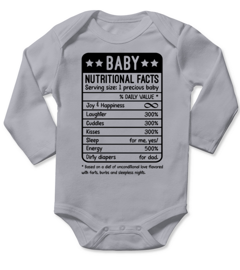 Baby Nutritional Facts Matching Dad Long Sleeve Baby One-Piece