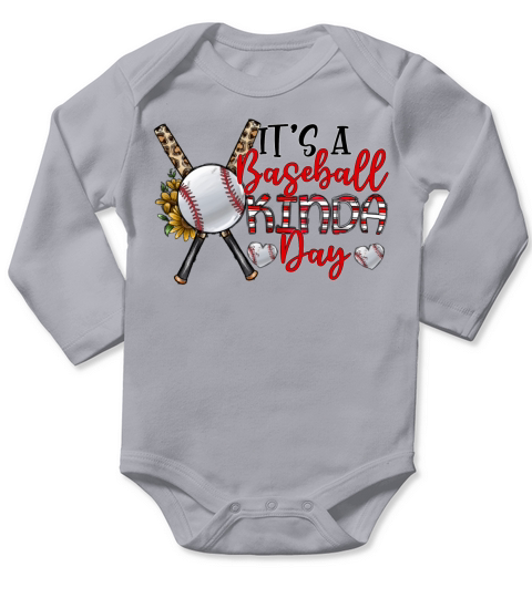 Baseball kinda day Long Sleeve Baby One-Piece