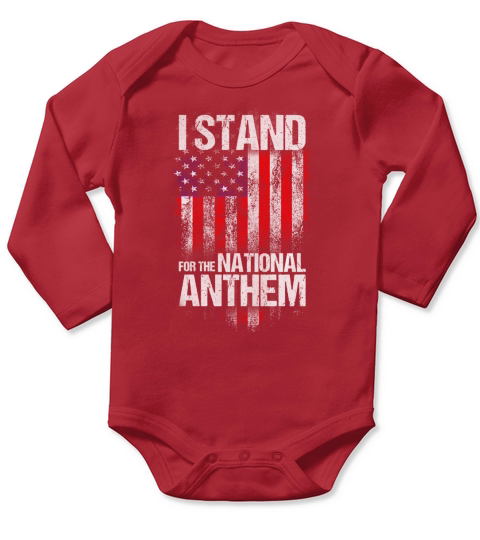 I Stand for the National Anthem Tshirt USA Flag Long Sleeve Baby One-Piece