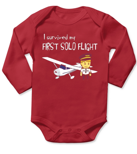 I survived my First Solo Flight student Pilot Aviation Shirt Long Sleeve Baby One-Piece