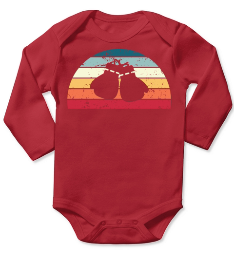 Retro Boxing Sunset Vintage Boxer Sunrise Long Sleeve Baby One-Piece