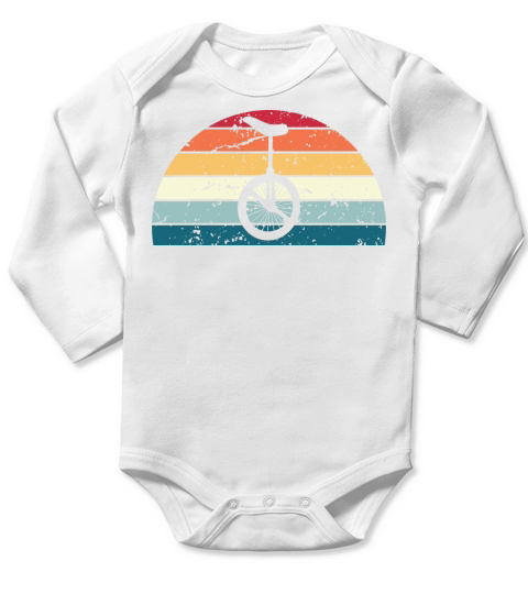 Retro Unicycling Sunset Vintage Unicycle Sunrise Long Sleeve Baby One-Piece