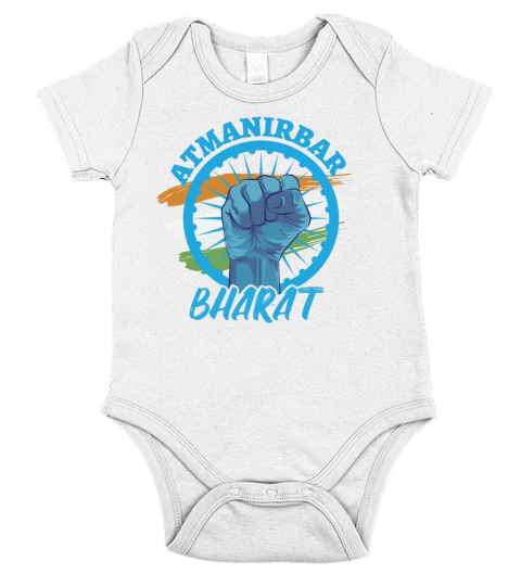 Atmanirbhar Bharat India Flag Slogan Quote Short Sleeve Baby One-Piece