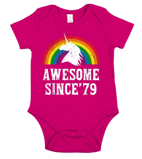 Awesome Since 79 Unicorn Rainbow shirt Short Sleeve Baby One-Piece