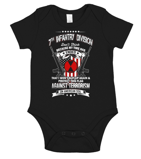 Vintage T-Shirt 7th Infantry Division Veteran Short Sleeve Baby One-Piece