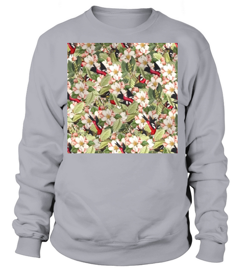 Artistic colorful bright floral and birds pattern Sweatshirt Unisex