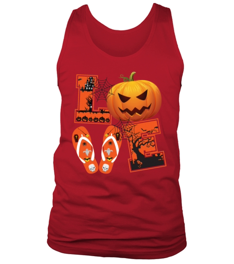 Happy Halloween Love Flip Flops Wearing Pumkpin Tank Top Unisex