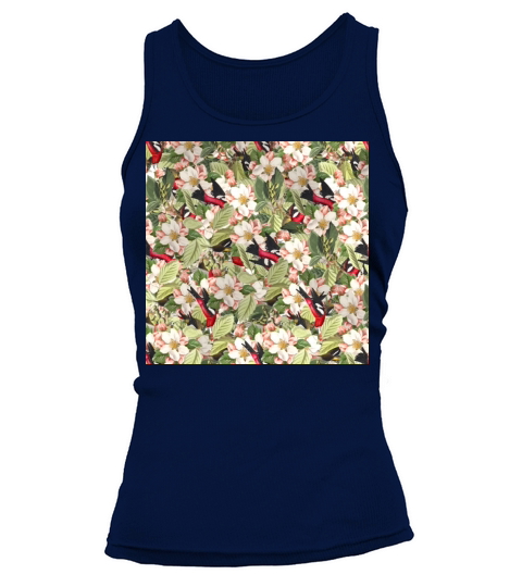 Artistic colorful bright floral and birds pattern Tank top Woman