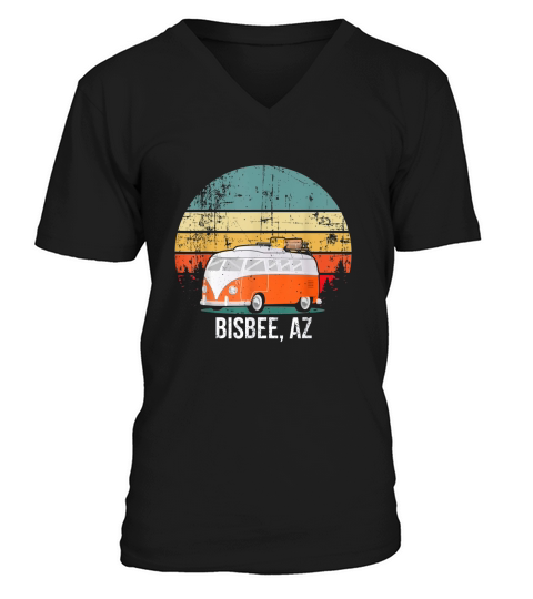 Bisbee, Az Vintage Sunset Retro Hippie Van Camper shirt V-Neck T-shirt
