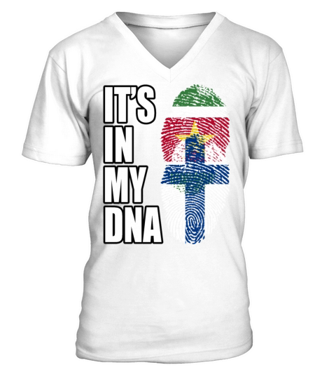 Surinamese And Finland Vintage Heritage DNA Flag V-Neck T-shirt