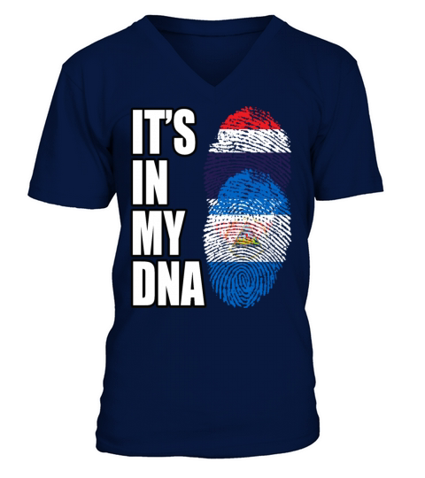 Thai And Nicaraguan Vintage Heritage DNA Flag V-Neck T-shirt