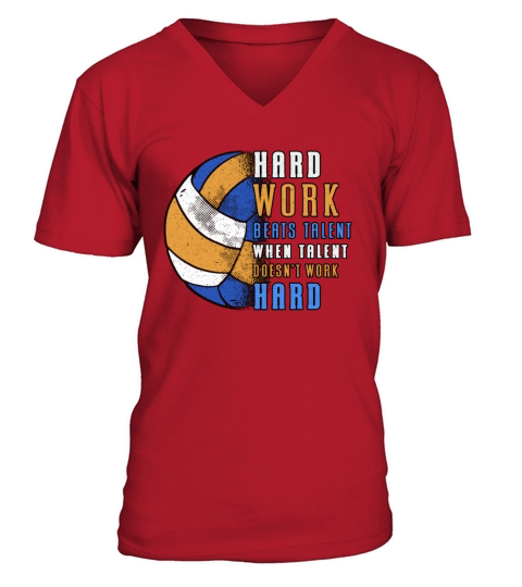 Volleyball Hard Work Beats Beach Volleyball Player V-Neck T-shirt