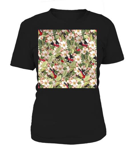 Artistic colorful bright floral and birds pattern Women's T-Shirt