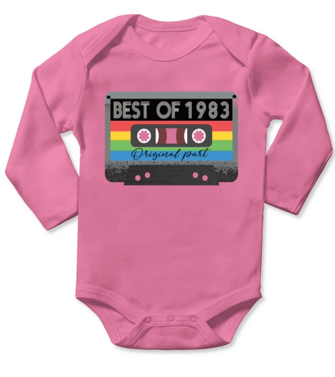 Best Of 1983 Vintage Cassette Retro Birthday Long Sleeve Baby One-Piece