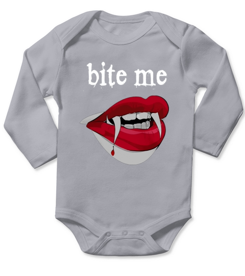 Bite Me Halloween Vampire Teeth T-Shirt Long Sleeve Baby One-Piece