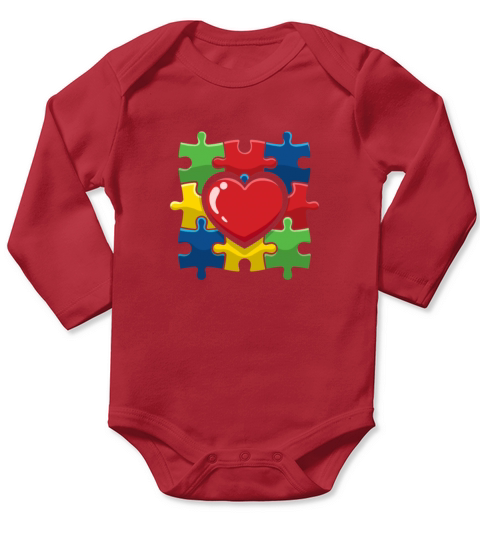 Colorful Puzzle Heart Be Kind Autism Awareness Long Sleeve Baby One-Piece