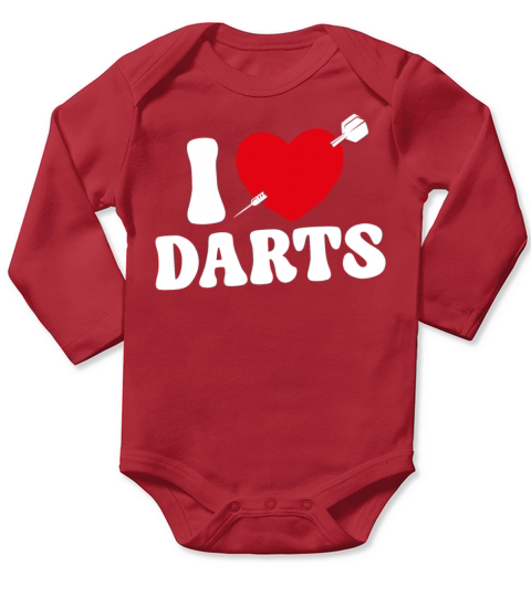 Darts Heart Vintage I Love Darts Long Sleeve Baby One-Piece