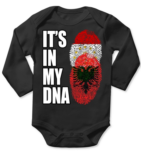 Tajikistani And Albanian Vintage Heritage DNA Flag Long Sleeve Baby One-Piece
